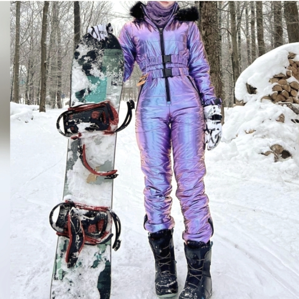 Club Exx Holographic Ski Snow Suit Lavender Lilac Snowsuit